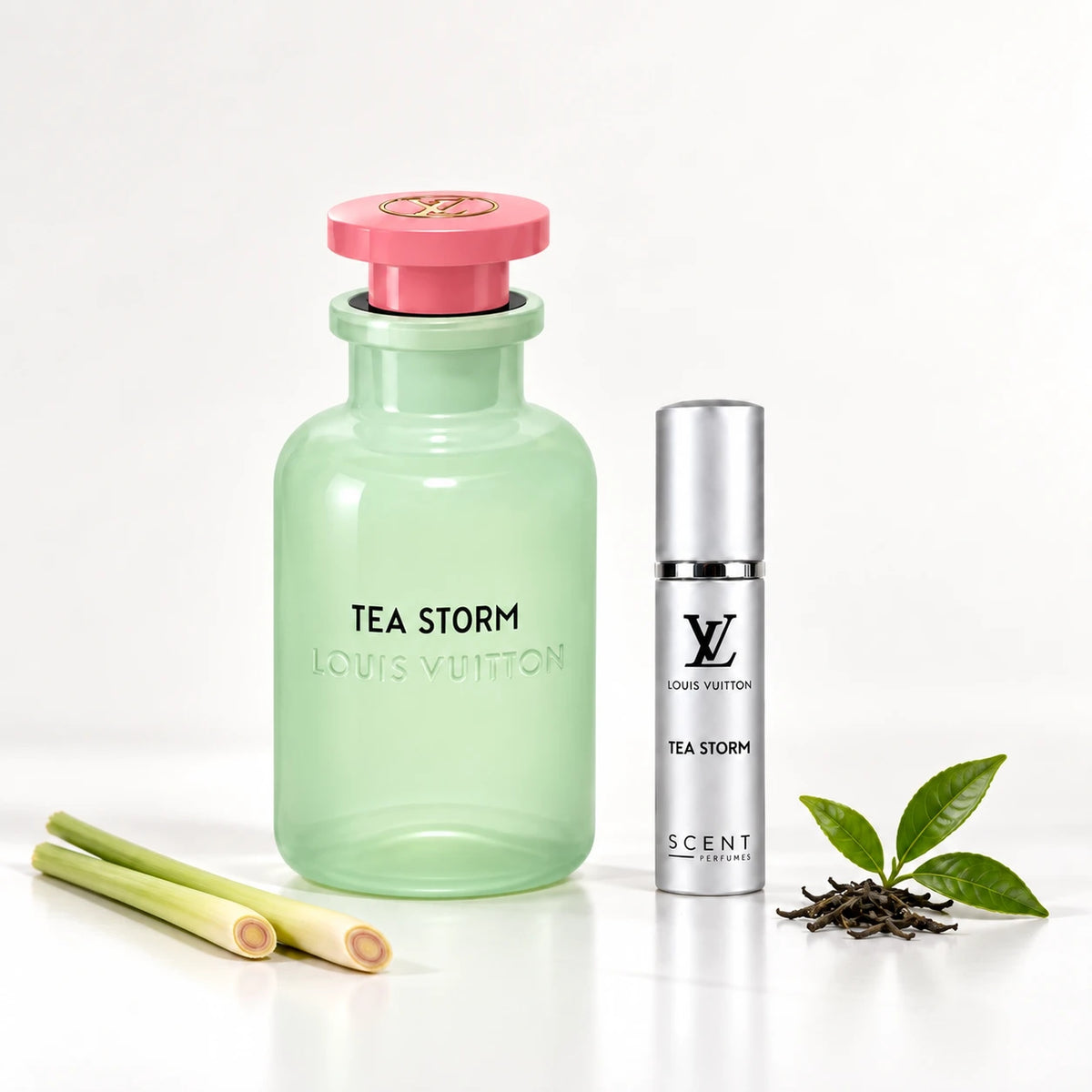 Decant de Tea Storm de Louis Vuitton con sus notas: lemongrass y té