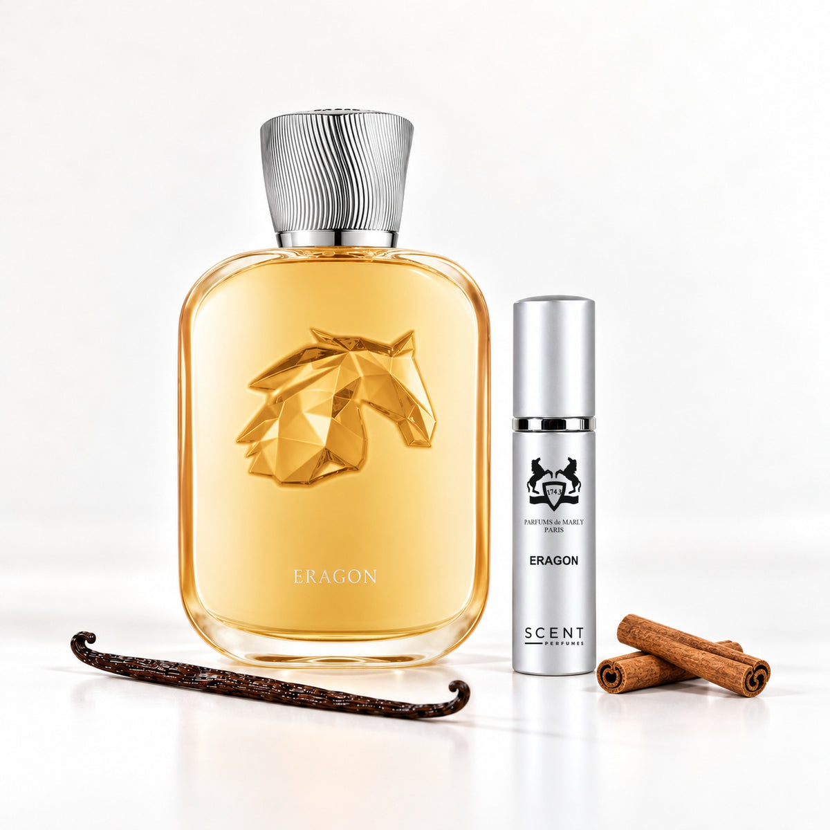 Decant de Eragon de Parfums de Marly con sus notas: vainilla y canela