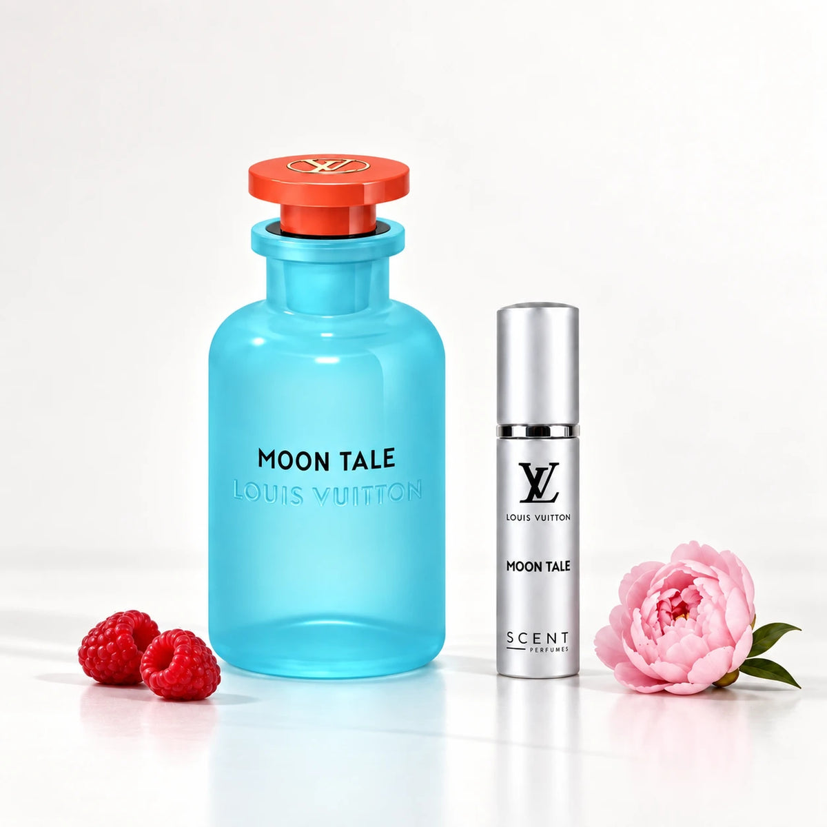 Decant de Moon Tale de Louis Vuitton con sus notas: frambuesa y peonía